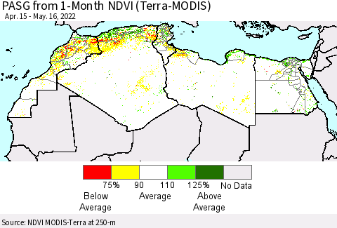 North Africa PASG from 1-Month NDVI (Terra-MODIS) Thematic Map For 5/9/2022 - 5/16/2022