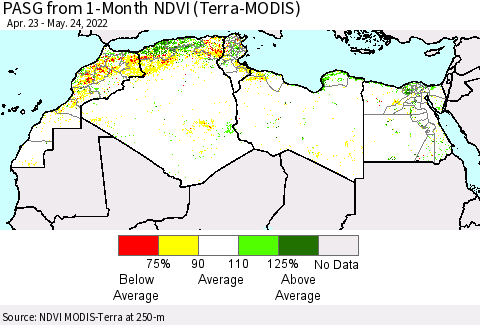 North Africa PASG from 1-Month NDVI (Terra-MODIS) Thematic Map For 5/17/2022 - 5/24/2022