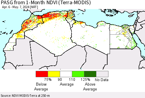 North Africa PASG from 1-Month NDVI (Terra-MODIS) Thematic Map For 4/30/2024 - 5/7/2024