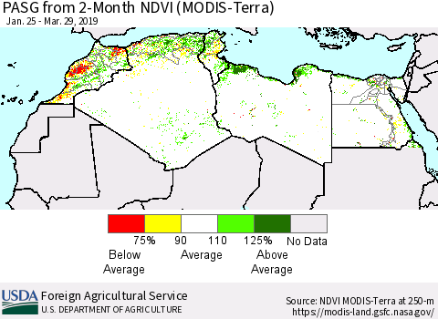 North Africa PASG from 2-Month NDVI (Terra-MODIS) Thematic Map For 3/21/2019 - 3/31/2019