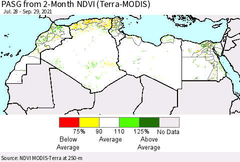 North Africa PASG from 2-Month NDVI (Terra-MODIS) Thematic Map For 9/22/2021 - 9/29/2021