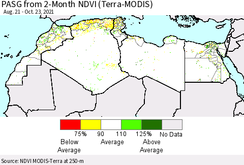 North Africa PASG from 2-Month NDVI (Terra-MODIS) Thematic Map For 10/16/2021 - 10/23/2021