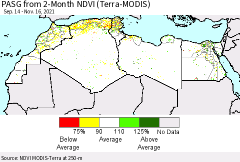 North Africa PASG from 2-Month NDVI (Terra-MODIS) Thematic Map For 11/9/2021 - 11/16/2021
