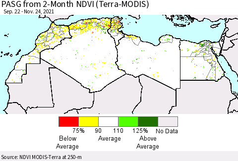 North Africa PASG from 2-Month NDVI (Terra-MODIS) Thematic Map For 11/17/2021 - 11/24/2021