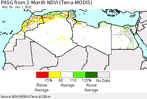 North Africa PASG from 2-Month NDVI (Terra-MODIS) Thematic Map For 5/25/2022 - 6/1/2022