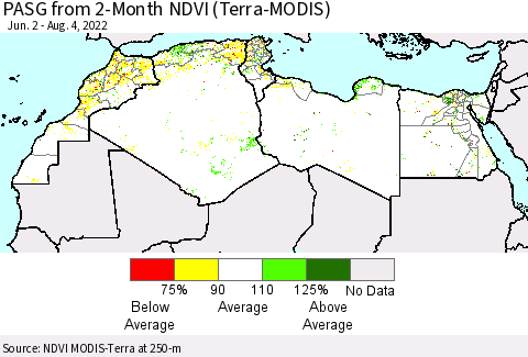 North Africa PASG from 2-Month NDVI (Terra-MODIS) Thematic Map For 7/28/2022 - 8/4/2022