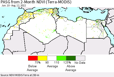 North Africa PASG from 2-Month NDVI (Terra-MODIS) Thematic Map For 8/5/2022 - 8/12/2022