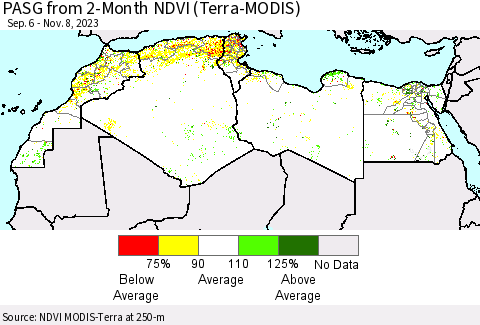 North Africa PASG from 2-Month NDVI (Terra-MODIS) Thematic Map For 11/1/2023 - 11/8/2023