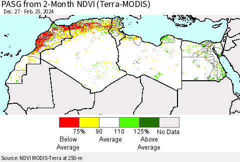 North Africa PASG from 2-Month NDVI (Terra-MODIS) Thematic Map For 2/18/2024 - 2/25/2024