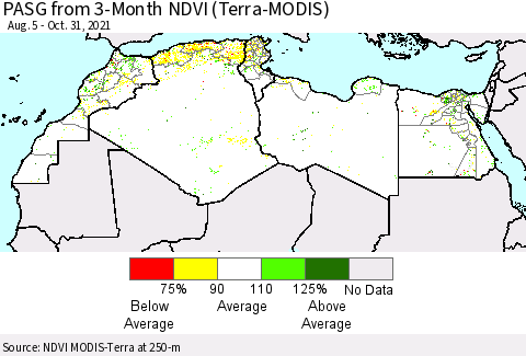 North Africa PASG from 3-Month NDVI (Terra-MODIS) Thematic Map For 10/24/2021 - 10/31/2021