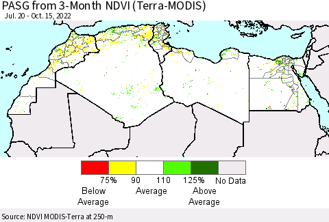 North Africa PASG from 3-Month NDVI (Terra-MODIS) Thematic Map For 10/8/2022 - 10/15/2022