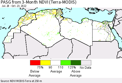 North Africa PASG from 3-Month NDVI (Terra-MODIS) Thematic Map For 10/16/2022 - 10/23/2022