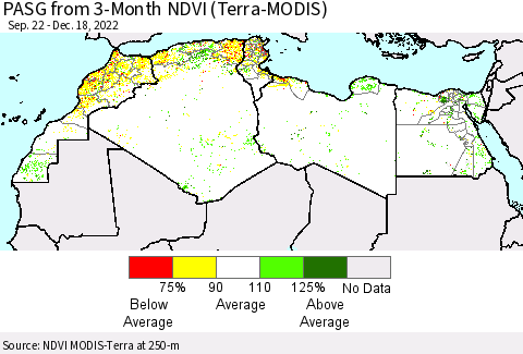 North Africa PASG from 3-Month NDVI (Terra-MODIS) Thematic Map For 12/11/2022 - 12/18/2022