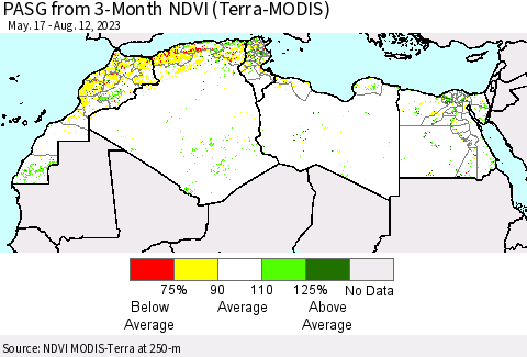North Africa PASG from 3-Month NDVI (Terra-MODIS) Thematic Map For 8/5/2023 - 8/12/2023