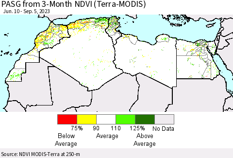 North Africa PASG from 3-Month NDVI (Terra-MODIS) Thematic Map For 8/29/2023 - 9/5/2023