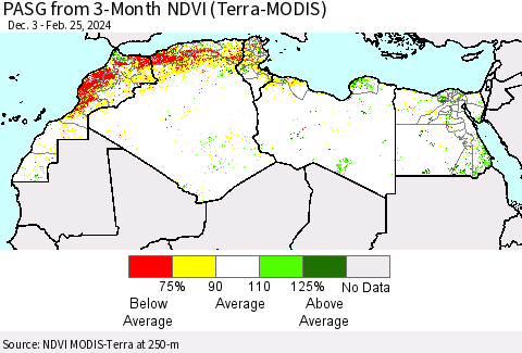 North Africa PASG from 3-Month NDVI (Terra-MODIS) Thematic Map For 2/18/2024 - 2/25/2024