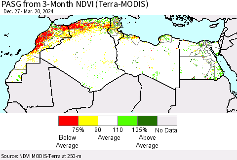 North Africa PASG from 3-Month NDVI (Terra-MODIS) Thematic Map For 3/13/2024 - 3/20/2024