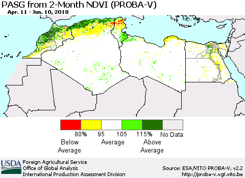 North Africa PASG from 2-Month NDVI (PROBA-V) Thematic Map For 6/1/2018 - 6/10/2018