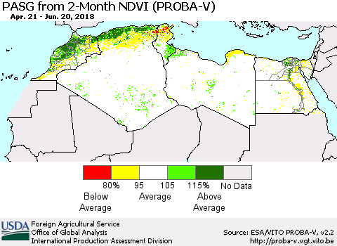 North Africa PASG from 2-Month NDVI (PROBA-V) Thematic Map For 6/11/2018 - 6/20/2018