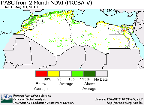 North Africa PASG from 2-Month NDVI (PROBA-V) Thematic Map For 8/21/2018 - 8/31/2018