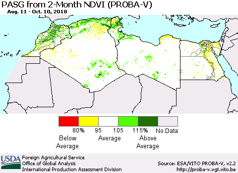 North Africa PASG from 2-Month NDVI (PROBA-V) Thematic Map For 10/1/2018 - 10/10/2018