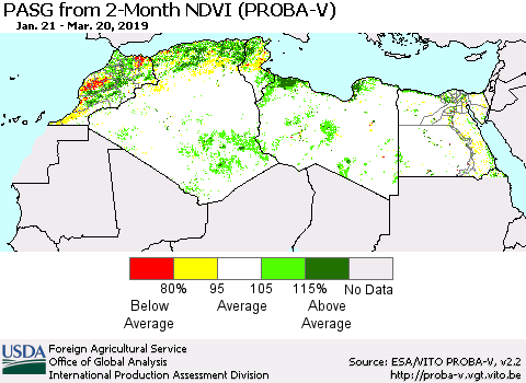 North Africa PASG from 2-Month NDVI (PROBA-V) Thematic Map For 3/11/2019 - 3/20/2019