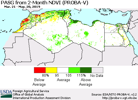 North Africa PASG from 2-Month NDVI (PROBA-V) Thematic Map For 5/11/2019 - 5/20/2019