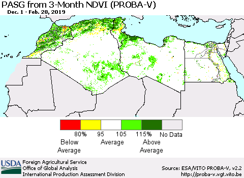 North Africa PASG from 3-Month NDVI (PROBA-V) Thematic Map For 2/21/2019 - 2/28/2019