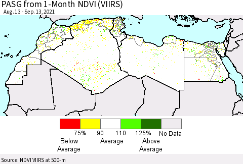 North Africa PASG from 1-Month NDVI (VIIRS) Thematic Map For 9/6/2021 - 9/13/2021