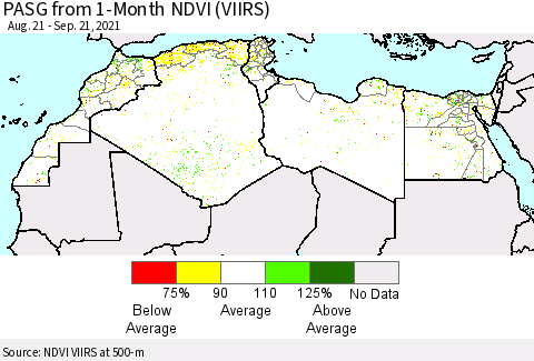 North Africa PASG from 1-Month NDVI (VIIRS) Thematic Map For 9/14/2021 - 9/21/2021