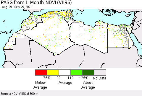 North Africa PASG from 1-Month NDVI (VIIRS) Thematic Map For 9/22/2021 - 9/29/2021
