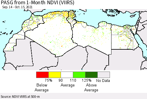 North Africa PASG from 1-Month NDVI (VIIRS) Thematic Map For 10/8/2021 - 10/15/2021