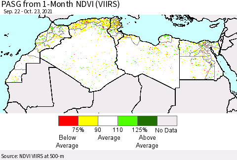 North Africa PASG from 1-Month NDVI (VIIRS) Thematic Map For 10/16/2021 - 10/23/2021
