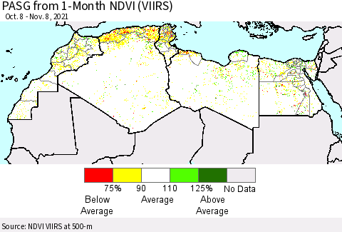 North Africa PASG from 1-Month NDVI (VIIRS) Thematic Map For 11/1/2021 - 11/8/2021