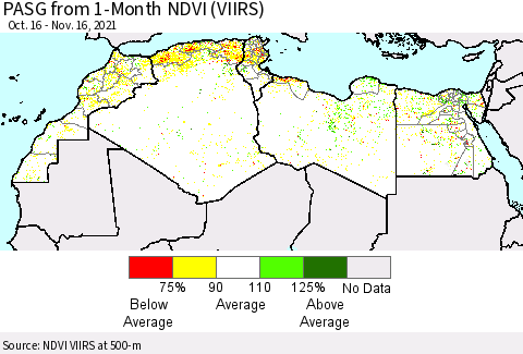 North Africa PASG from 1-Month NDVI (VIIRS) Thematic Map For 11/9/2021 - 11/16/2021