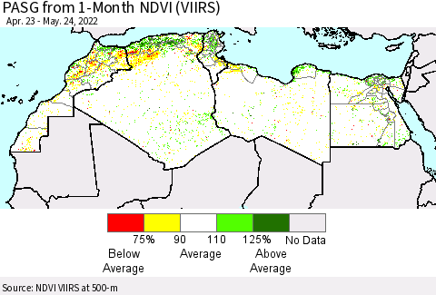 North Africa PASG from 1-Month NDVI (VIIRS) Thematic Map For 5/17/2022 - 5/24/2022