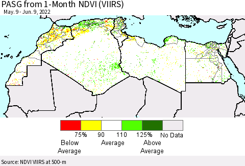 North Africa PASG from 1-Month NDVI (VIIRS) Thematic Map For 6/2/2022 - 6/9/2022