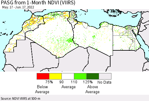 North Africa PASG from 1-Month NDVI (VIIRS) Thematic Map For 6/10/2022 - 6/17/2022