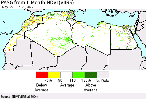 North Africa PASG from 1-Month NDVI (VIIRS) Thematic Map For 6/18/2022 - 6/25/2022