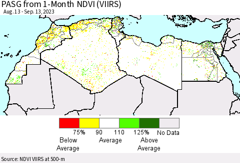 North Africa PASG from 1-Month NDVI (VIIRS) Thematic Map For 9/6/2023 - 9/13/2023