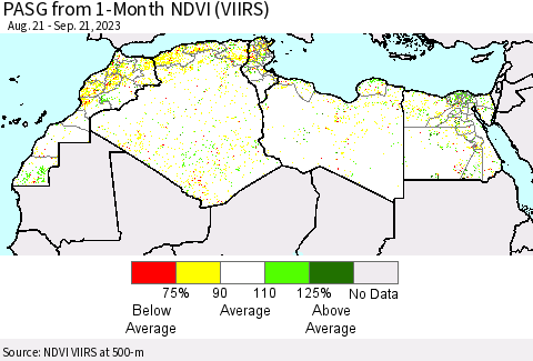 North Africa PASG from 1-Month NDVI (VIIRS) Thematic Map For 9/14/2023 - 9/21/2023