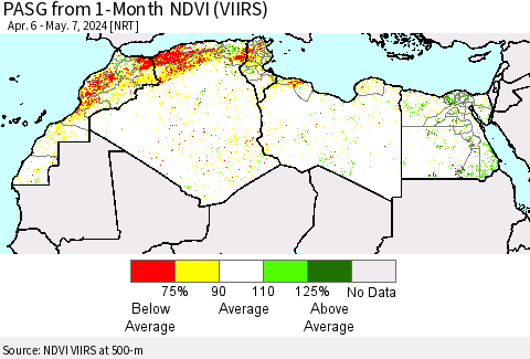 North Africa PASG from 1-Month NDVI (VIIRS) Thematic Map For 4/30/2024 - 5/7/2024