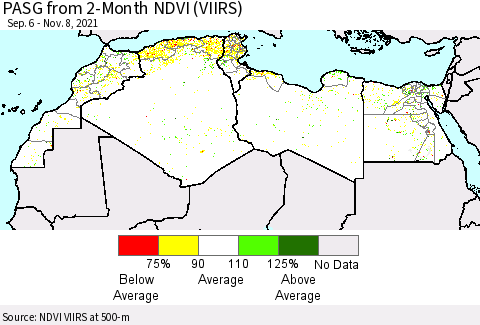 North Africa PASG from 2-Month NDVI (VIIRS) Thematic Map For 11/1/2021 - 11/8/2021