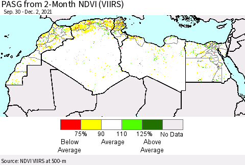 North Africa PASG from 2-Month NDVI (VIIRS) Thematic Map For 11/25/2021 - 12/2/2021
