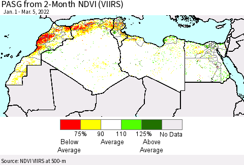 North Africa PASG from 2-Month NDVI (VIIRS) Thematic Map For 2/26/2022 - 3/5/2022