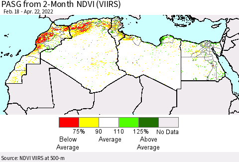 North Africa PASG from 2-Month NDVI (VIIRS) Thematic Map For 4/15/2022 - 4/22/2022