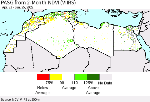 North Africa PASG from 2-Month NDVI (VIIRS) Thematic Map For 6/18/2022 - 6/25/2022