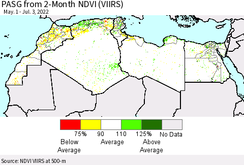 North Africa PASG from 2-Month NDVI (VIIRS) Thematic Map For 6/26/2022 - 7/3/2022