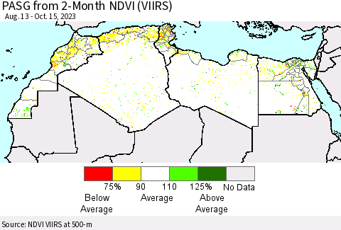 North Africa PASG from 2-Month NDVI (VIIRS) Thematic Map For 10/8/2023 - 10/15/2023