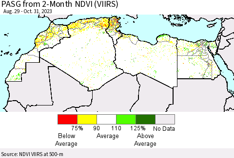 North Africa PASG from 2-Month NDVI (VIIRS) Thematic Map For 10/24/2023 - 10/31/2023